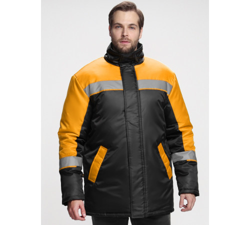 Куртка зимняя Стандарт (Оксфорд), черный/оранжевый