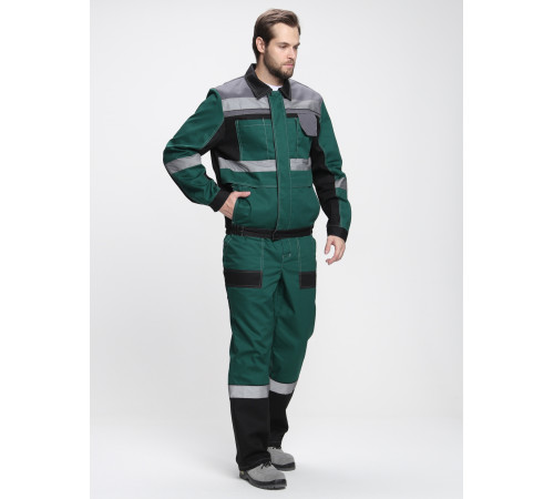 Костюм Виват-1 Премиум IMP (тк.Смесовая,240) брюки, зеленый/черный/серый
