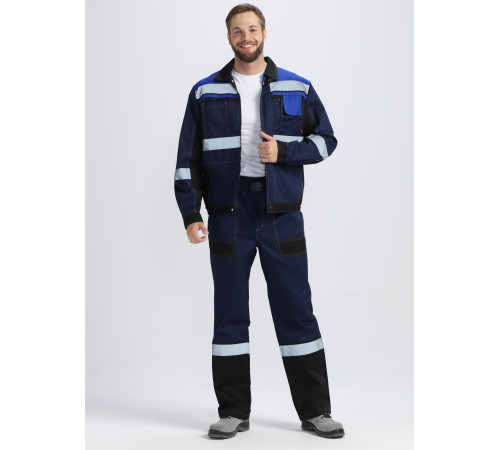 Костюм Виват-1 Премиум IMP (тк.Смесовая,240) брюки, т.синий/черный/васильковый