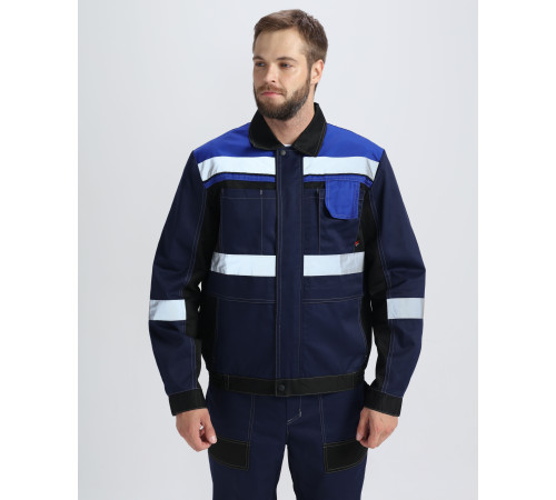 Костюм Виват-1 Премиум IMP (тк.Смесовая,240) брюки, т.синий/черный/васильковый