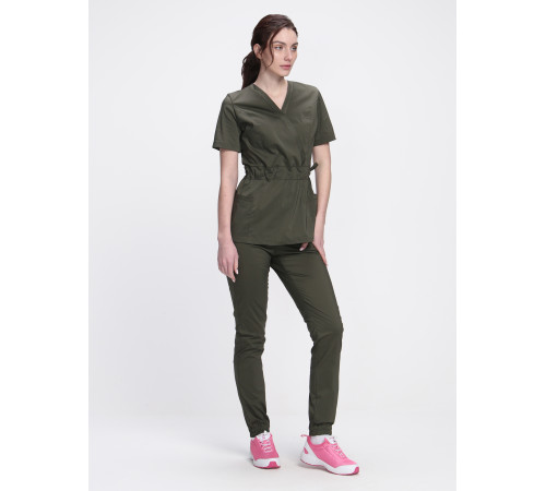 Костюм женский хирургический Модерн-004 (тк.Стрейч,120) MedLine, хаки