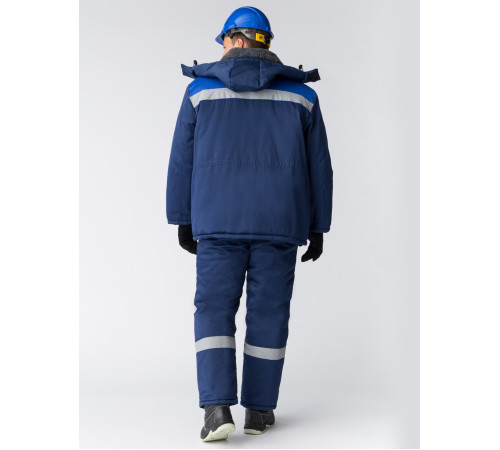 Костюм зимний Труженик-Ультра (Смесовая, 210) брюки, темно-синий/васильковый