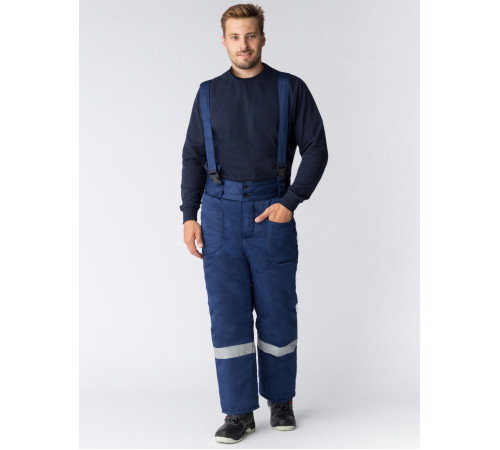 Костюм зимний Труженик-Ультра (Смесовая, 210) брюки, темно-синий/васильковый
