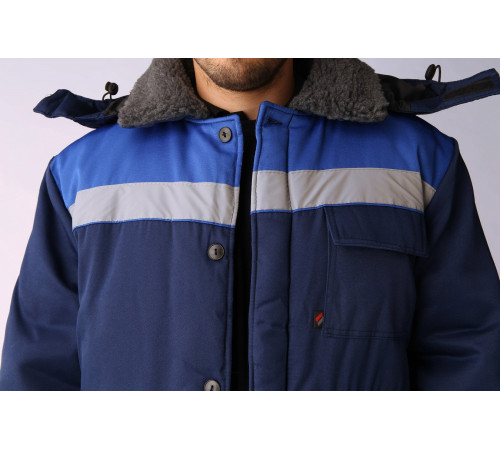 Костюм зимний Труженик-Ультра (Смесовая, 210) брюки, темно-синий/васильковый