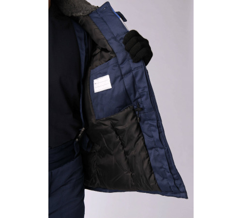 Костюм зимний Труженик-Ультра (Смесовая, 210) брюки, темно-синий/васильковый