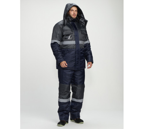 Костюм зимний Профи (тк.Оксфорд) п/к, т.серый/т.синий