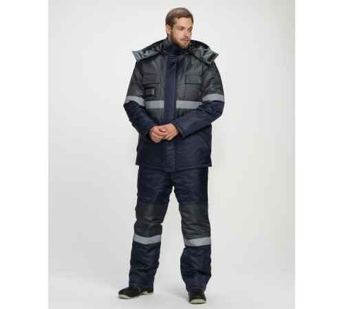 Костюм зимний Профи (тк.Оксфорд) п/к, т.серый/т.синий
