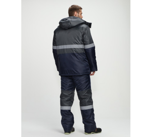 Костюм зимний Профи (тк.Оксфорд) п/к, т.серый/т.синий