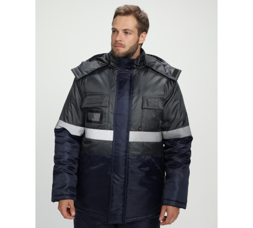 Костюм зимний Профи (тк.Оксфорд) п/к, т.серый/т.синий