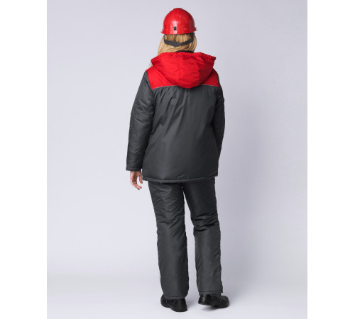 Куртка зимняя женская Снежана (Дюспо), темно-серый/красный