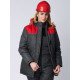 Куртка зимняя женская Снежана (Дюспо), темно-серый/красный