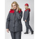 Куртка зимняя женская Снежана (Дюспо), темно-серый/красный