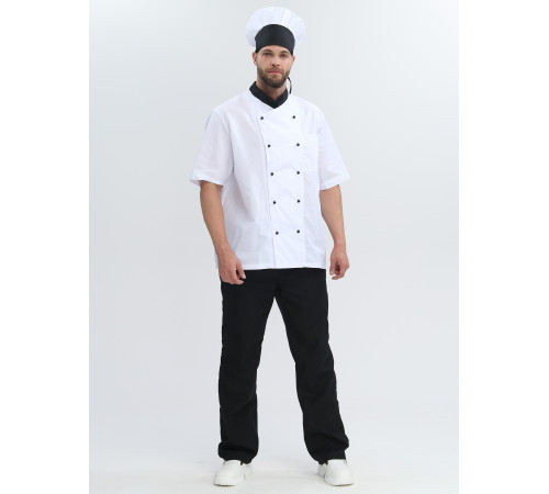 Костюм повара с коротким рукавом Шоколад (тк.ТиСи), черный/белый