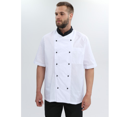 Костюм повара с коротким рукавом Шоколад (тк.ТиСи), черный/белый