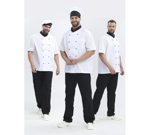 Костюм повара с коротким рукавом Шоколад (тк.ТиСи), черный/белый