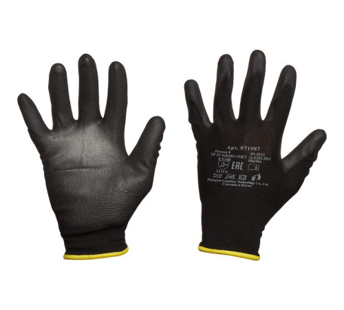 Перчатки нейлоновые с ПУ покрытием ладони, черные