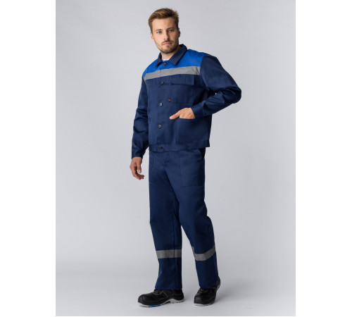 Костюм Труженик-2 СОП (тк.Смесовая,210) п/к, т.синий/васильковый