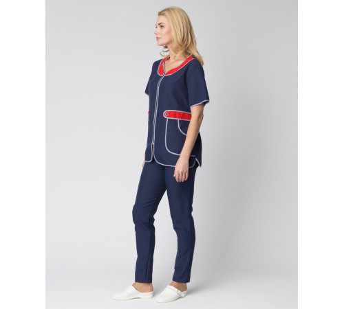 Костюм женский Модница (тк.Габардин), т.синий/красный