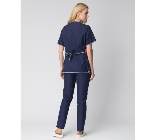 Костюм женский Модница (тк.Габардин), т.синий/красный