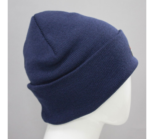 Шапка трикотажная двойная утепленная Север, темно-синий
