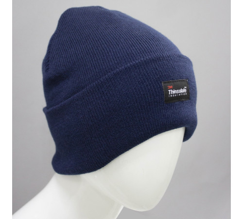 Шапка трикотажная двойная утепленная Север, темно-синий