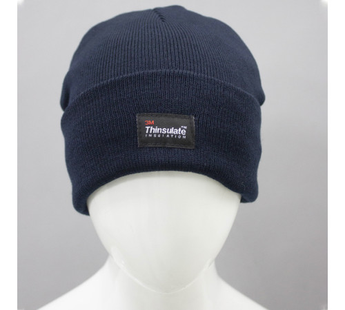 Шапка трикотажная двойная утепленная Север, темно-синий