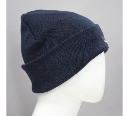 Шапка трикотажная двойная утепленная Север, темно-синий