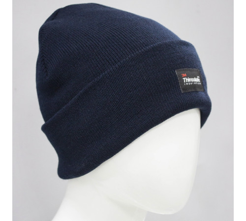 Шапка трикотажная двойная утепленная Север, темно-синий
