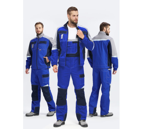 Костюм Формула (тк.Смесовая,240) п/к, васильковый/т.синий/серый
