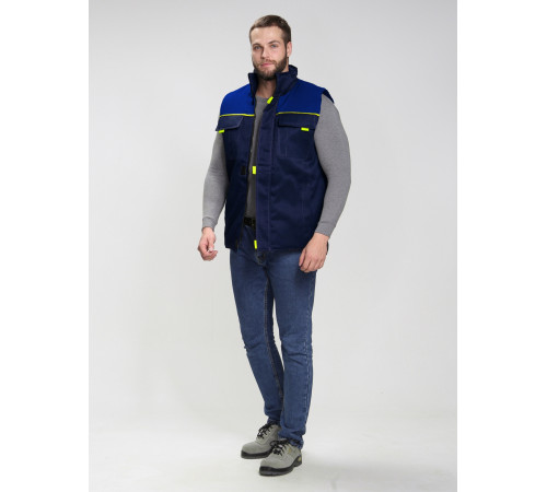 Жилет утепленный Фаворит (тк.Смесовая,210), т.синий/васильковый