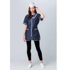 Халат женский на молнии короткий рукав (тк.Нейлон), синий