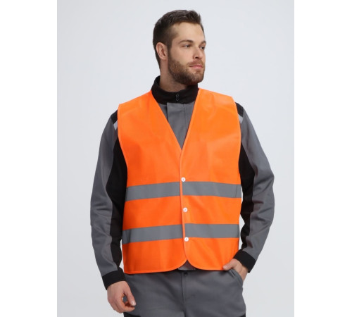Жилет сигнальный Profline Base с пуговицами (тк.Полиэфир,100), оранжевый