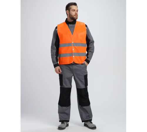 Жилет сигнальный Profline Base с пуговицами (тк.Полиэфир,100), оранжевый