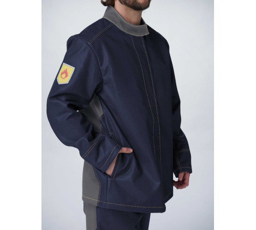 Костюм сварщика с силикон.накладками 3 кл.защ(тк.100% хб,450) РМ, т.синий/серый