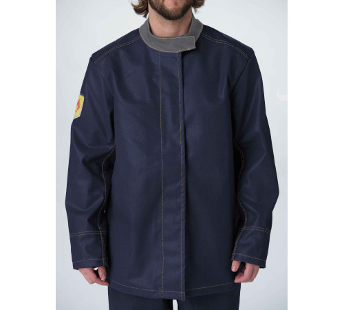 Костюм сварщика с силикон.накладками 3 кл.защ(тк.100% хб,450) РМ, т.синий/серый