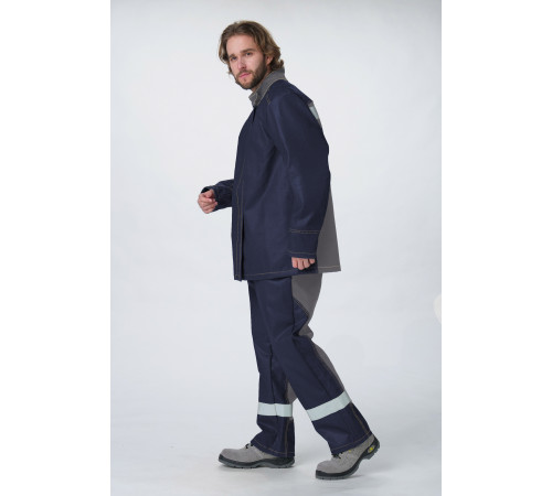 Костюм сварщика с силикон.накладками 3 кл.защ(тк.100% хб,450) РМ, т.синий/серый