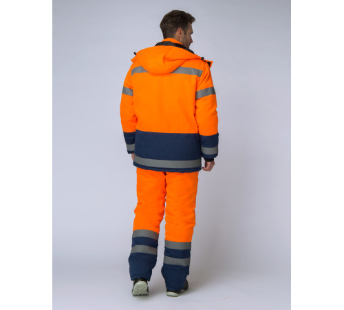 Костюм зимний Дорожник (Смесовая, 210) брюки, оранжевый/темно-синий