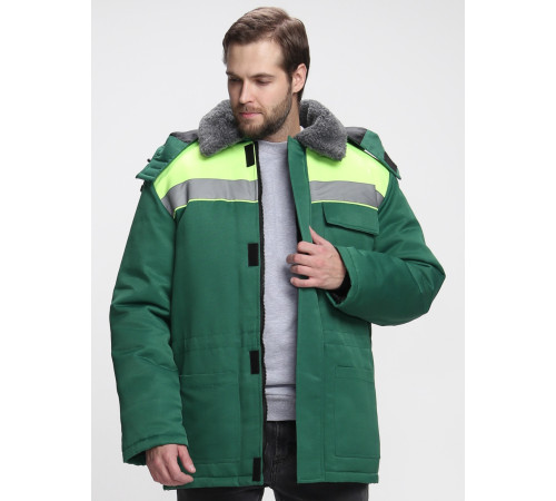 Куртка зимняя Бригада NEW (тк.Смесовая,210), зеленый/лимонный