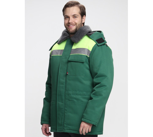 Куртка зимняя Бригада NEW (тк.Смесовая,210), зеленый/лимонный