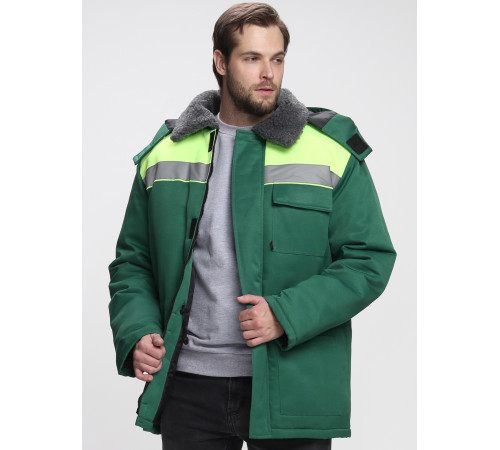 Куртка зимняя Бригада NEW (тк.Смесовая,210), зеленый/лимонный