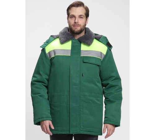 Куртка зимняя Бригада NEW (тк.Смесовая,210), зеленый/лимонный