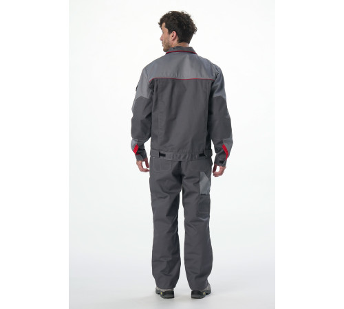 Костюм Союз-Профессионал-1 IMP (тк.Смесовая,240) брюки, т.серый/св.серый/красный