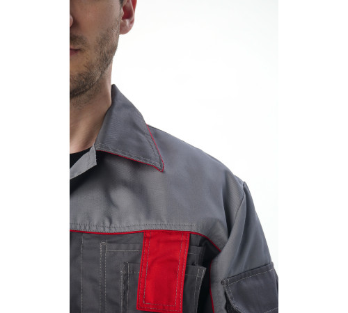Костюм Союз-Профессионал-1 IMP (тк.Смесовая,240) брюки, т.серый/св.серый/красный