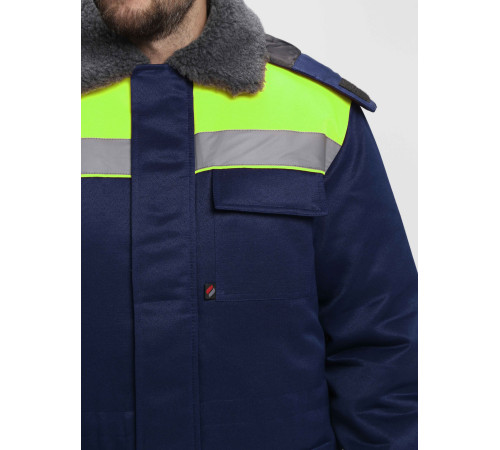 Куртка зимняя Бригада NEW (тк.Смесовая,210), т.синий/лимонный