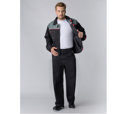 Костюм Флагман-Фаворит-1 (тк.Саржа,250) брюки, т.серый/серый