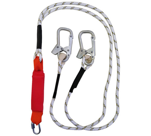 Строп аВерд+Кс (веревка) двойной с амортизатором 1 монт.кар.+1 соед.кар. 1,5м
