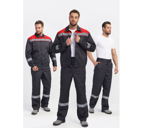 Костюм Легион Премиум-1 СОП (тк.Смесовая,240) брюки, т.серый/красный