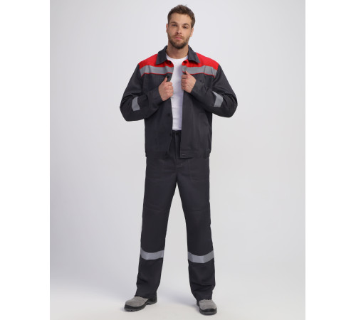 Костюм Легион Премиум-1 СОП (тк.Смесовая,240) брюки, т.серый/красный