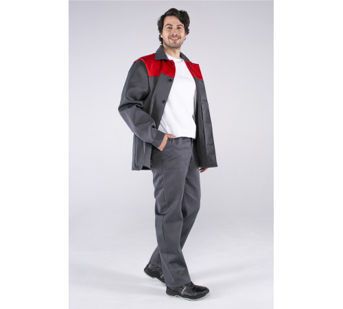 Костюм Стандарт (тк.Смесовая,210) брюки, т.серый/красный