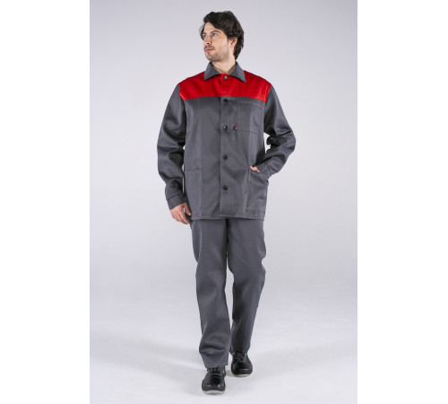 Костюм Стандарт (тк.Смесовая,210) брюки, т.серый/красный